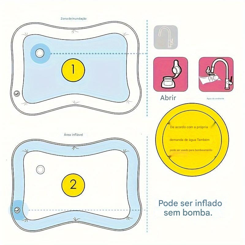 Tapete de Água Inflável Oceano Mágico – Brinquedo Interativo para Bebês e Crianças Pequenas