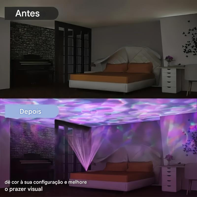 Luminária Noturna de Ondas de Água com Controle Remoto – Atmosfera Relaxante em 7 Cores!