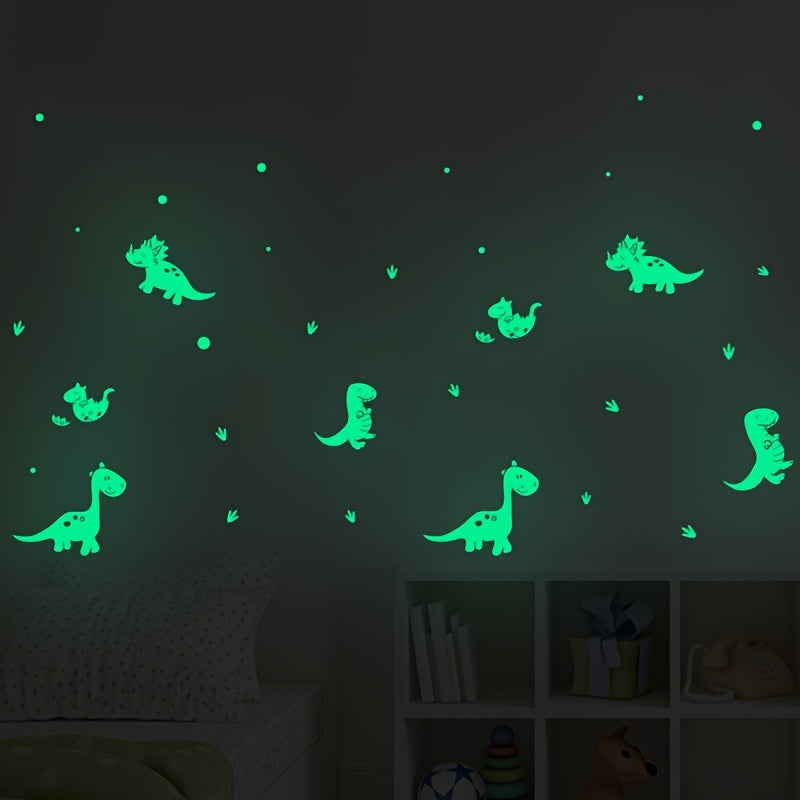 Adesivos Dinossauros que Brilham no Escuro - Decoração Divertida para o Quarto do Seu Pequeno Explorador!